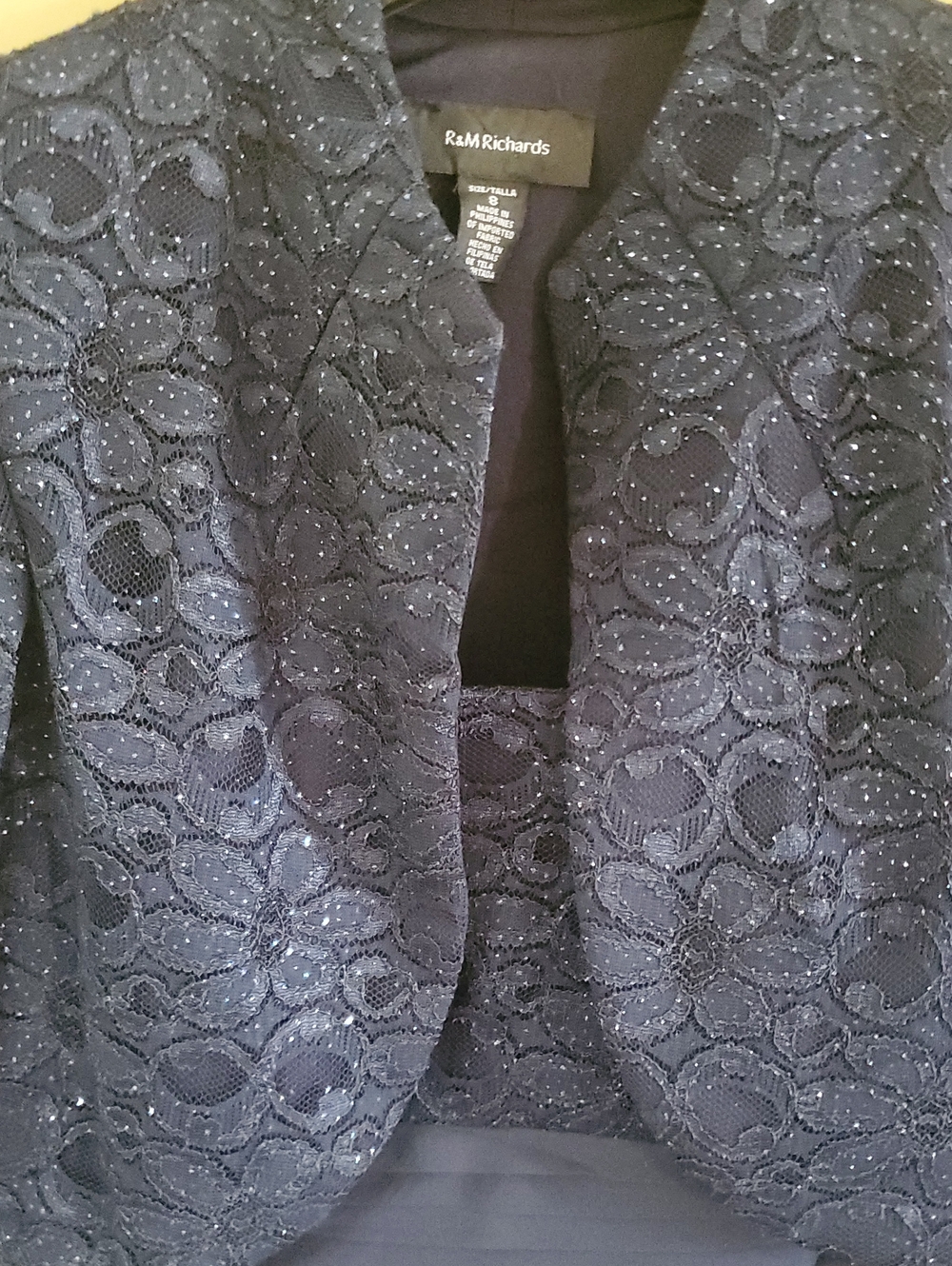 R&M Richards Dark Blue Lace Jacket and Dress Set - Picture 6 of 6